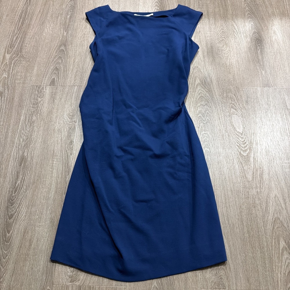Diane Von  Furstenberg Gabi Poplin Draped Ruched Stretch Dress Navy Blue Size 10